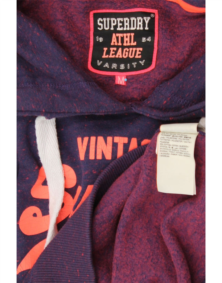 SUPERDRY Męski sweter z kapturem i grafiką, średnio fioletowy, nakrapiany poliester