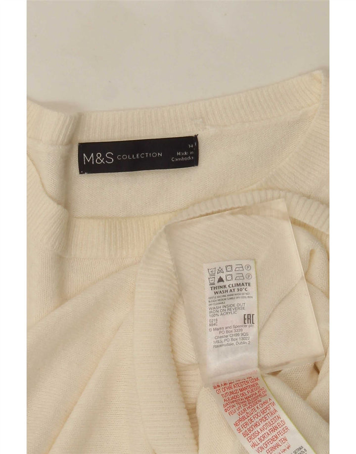 Marks & Spencer Damski sweter z wycięciem pod szyją, UK 14, średni złamanej bieli