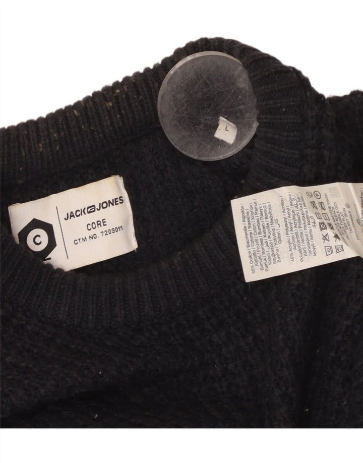 JACK & JONES Męski sweter z okrągłym dekoltem, duży, granatowy, bawełniany