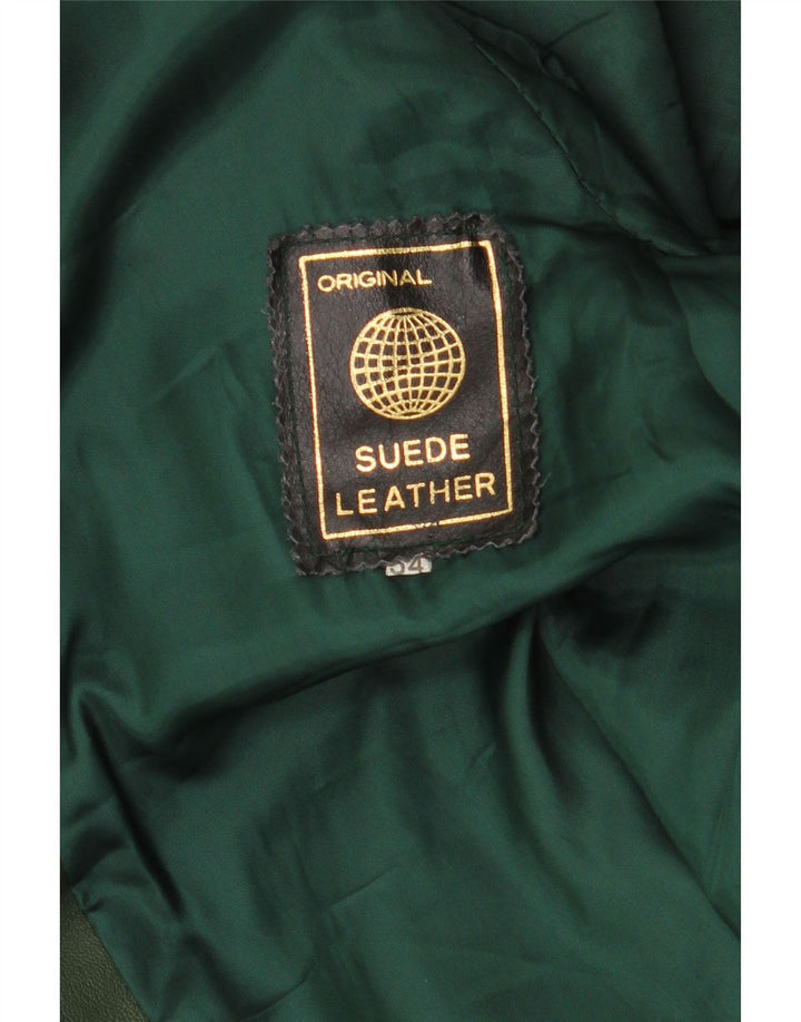 Vintage damska krótka skórzana kurtka wojskowa IT 54 3XL zielona skóra