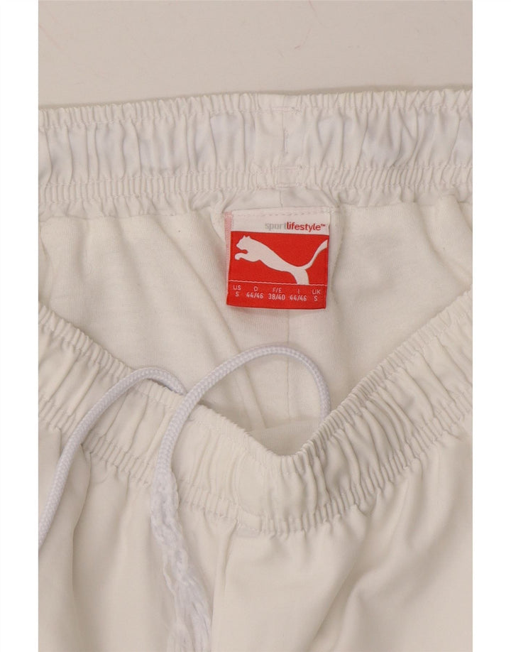 PUMA Mens Graphic Tracksuit Trousers Joggers Small  White Vintage Puma and Second-Hand Puma from Messina Hembry 