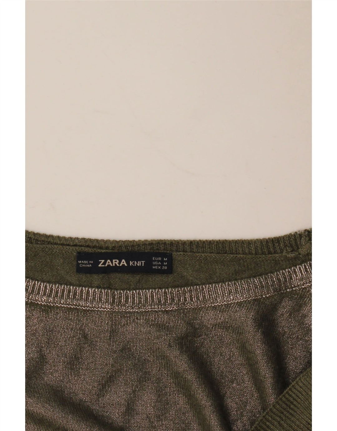 Sweter damski Zara z dekoltem w łódkę, UK 14, średni khaki