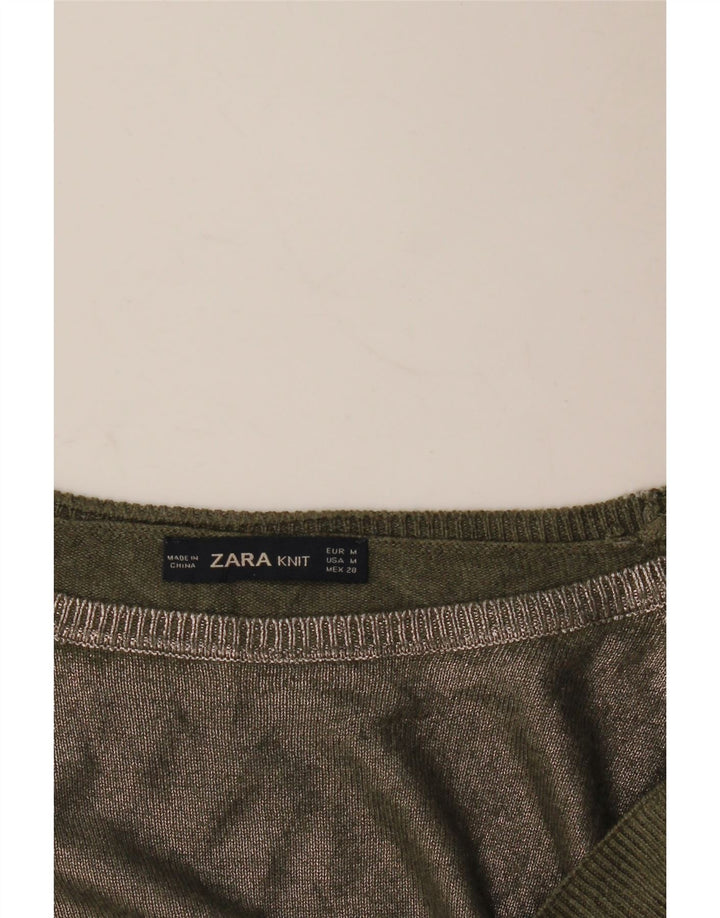 Sweter damski Zara z dekoltem w łódkę, UK 14, średni khaki