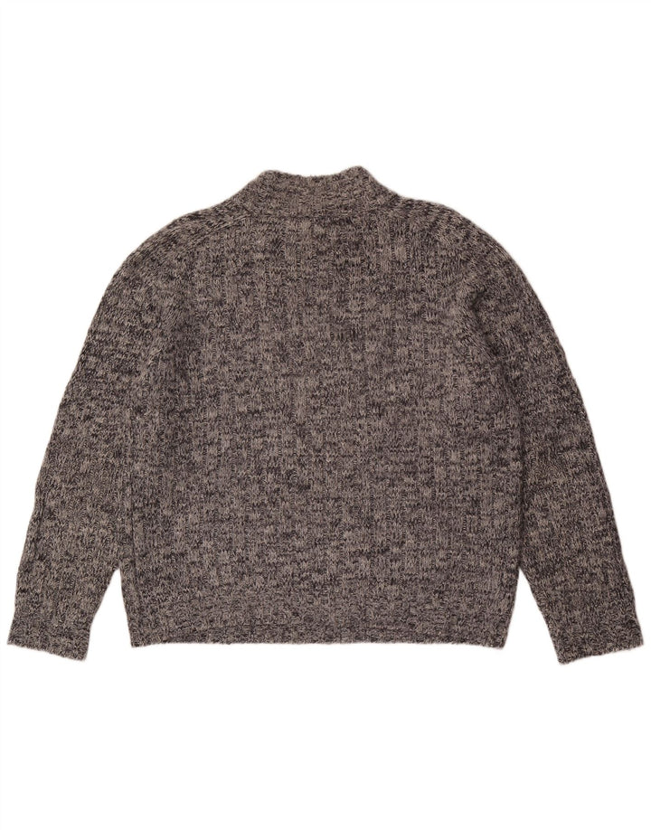 Marks & Spencer Damski sweter z zamkiem błyskawicznym UK 16, duży, szary, nakrapiany