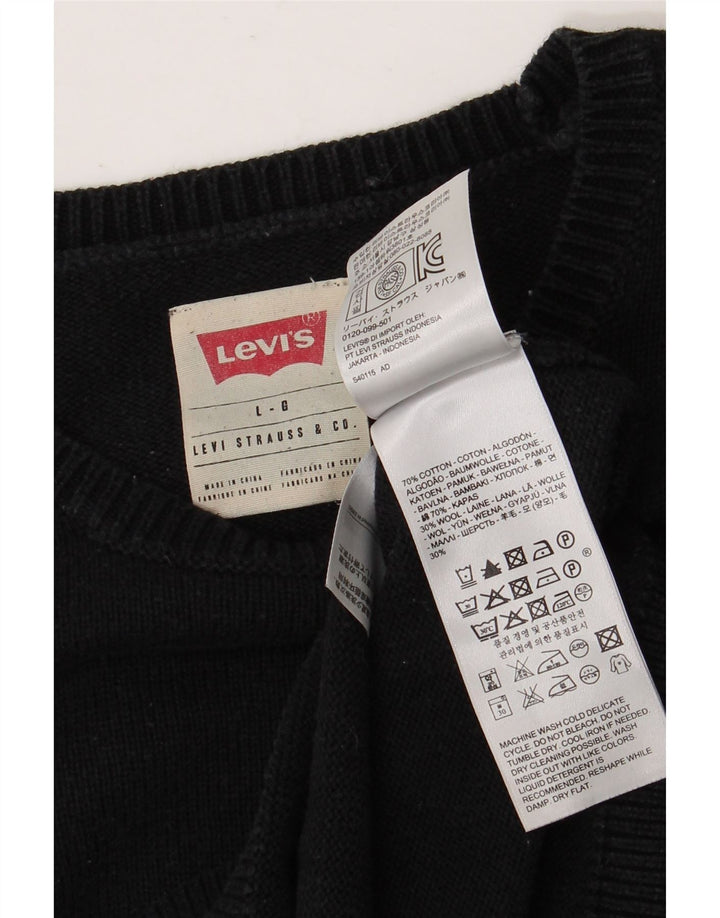 Męski sweter z okrągłym dekoltem Levi's, duży, czarny, bawełniany