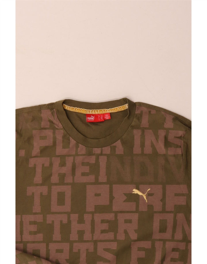 Męski graficzny top PUMA z długim rękawem, średni khaki