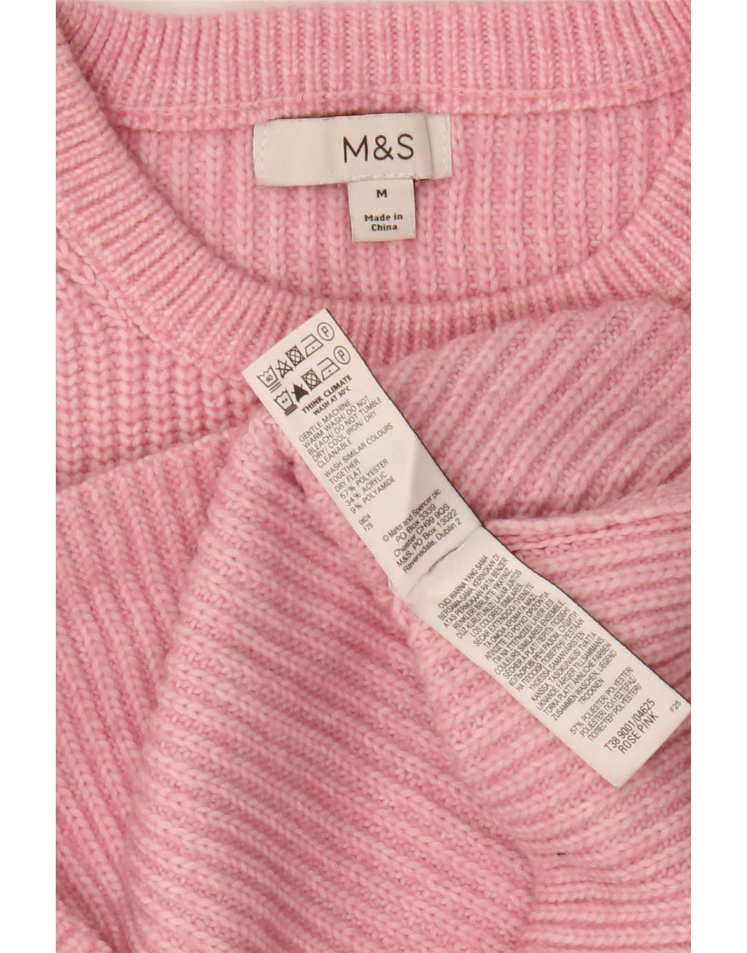 Marks & Spencer Damski sweter z dekoltem w łódkę, UK 14, średni różowy poliester