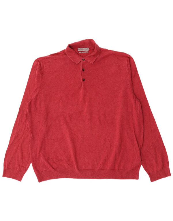 Marks & Spencer Męski sweter polo XL, czerwony, bawełniany