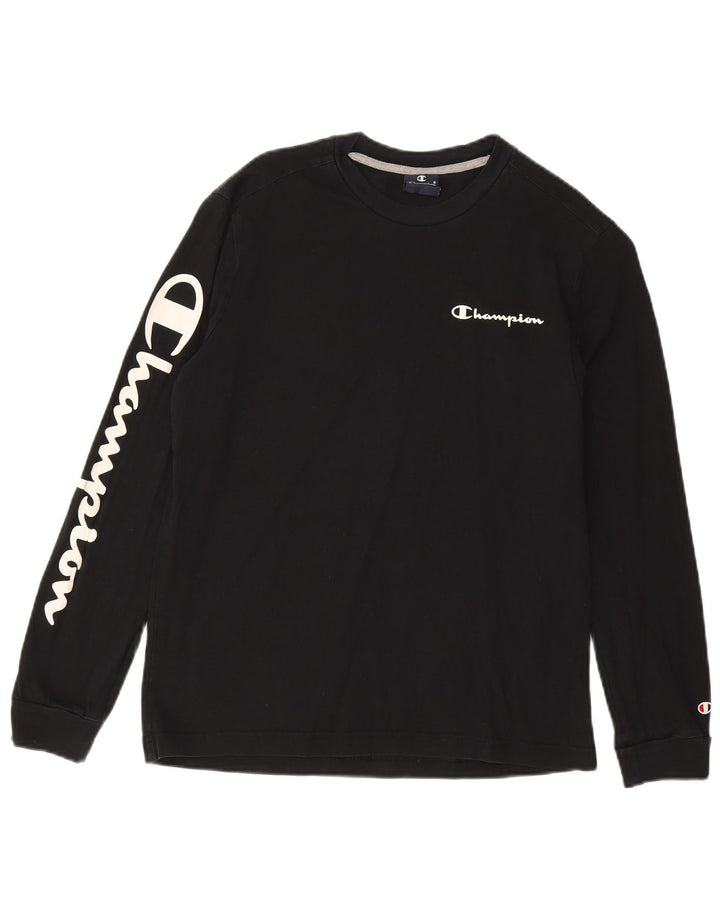 CHAMPION Womens Graphic Top Long Sleeve UK 10 Small Black