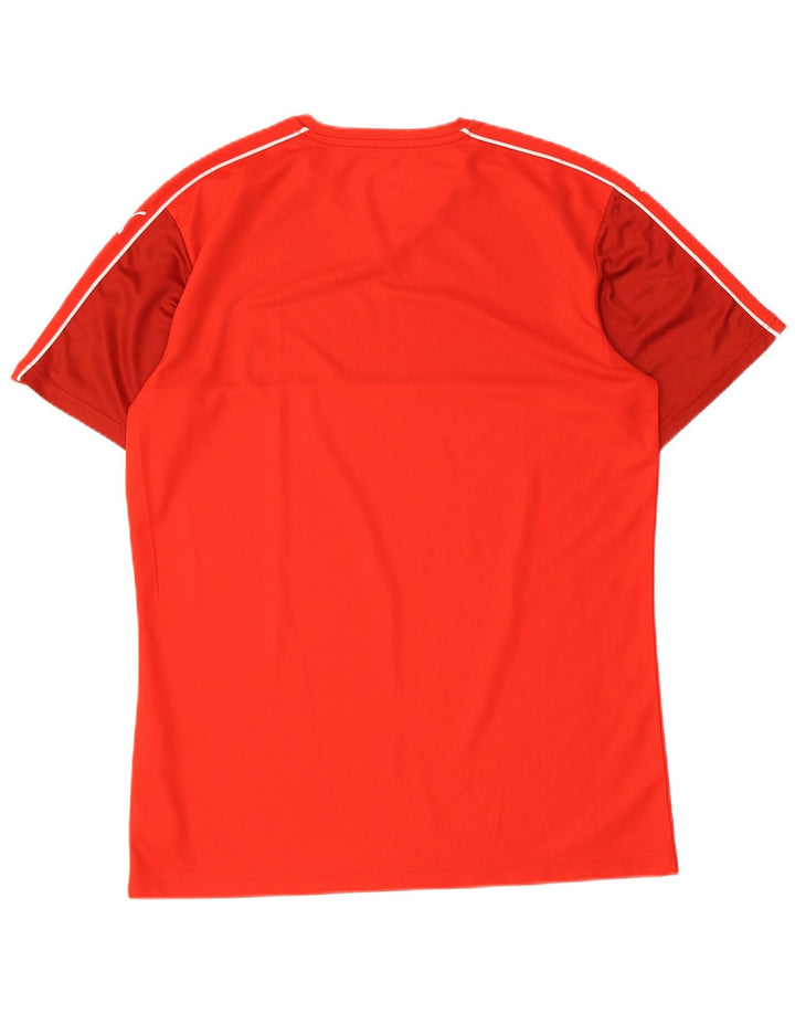 Męski T-shirt Puma Top, duży, czerwony, poliester z blokami kolorów