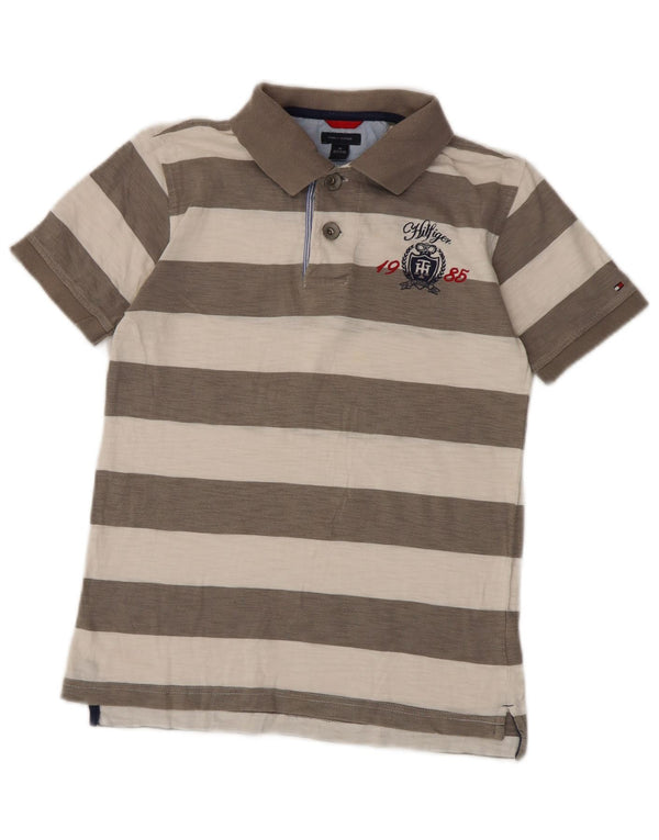 Tommy Hilfiger Boys Rugby Polo Shirt 12-13 Years Medium Grey Striped