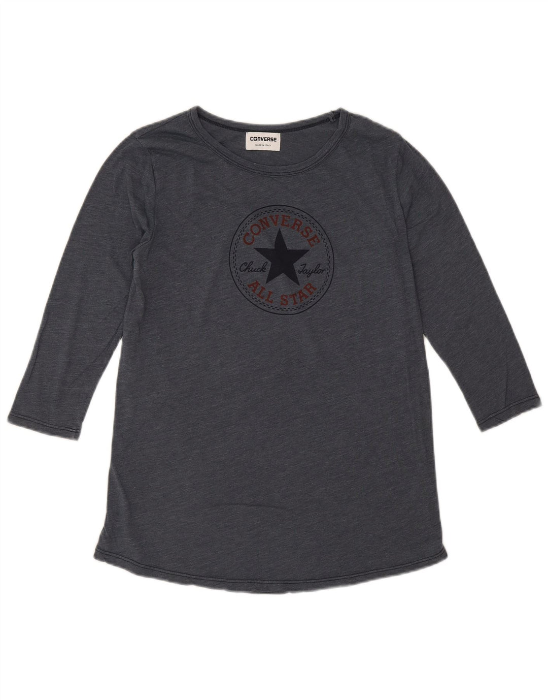 Converse damski top graficzny z rękawem 3/4, UK 14, średnioszary, bawełniany