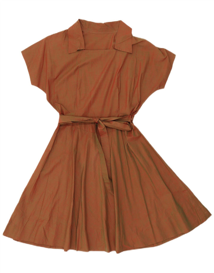 Vintage damska sukienka o linii A UK 8 Small Brown