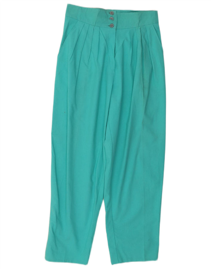 Damskie spodnie chino z wysokim stanem i wysokim stanem VINTAGE W28 L27 Turkusowa bawełna