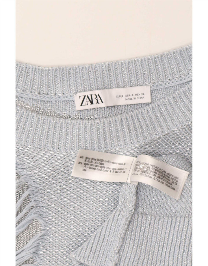 Sweter damski Zara w trudnej sytuacji, oversize, z dekoltem w łódkę, UK 10, mały, niebieski