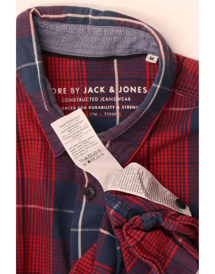 Koszula męska z krótkim rękawem Jack & Jones, bawełniana w czerwoną kratę