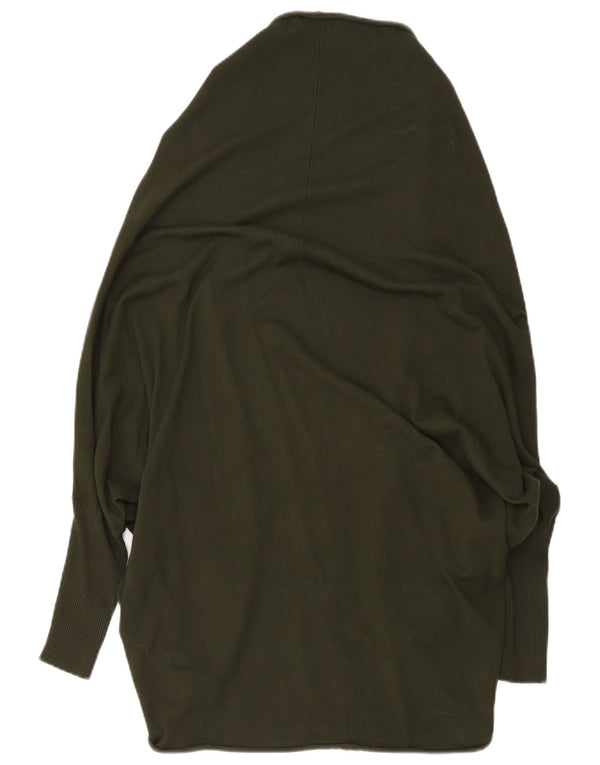 Damski, oversize'owy, długi, otwarty sweter rozpinany Zara UK 14, średni khaki
