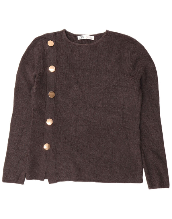 Sweter damski Zara z okrągłym dekoltem UK 18 XL, szara bawełna