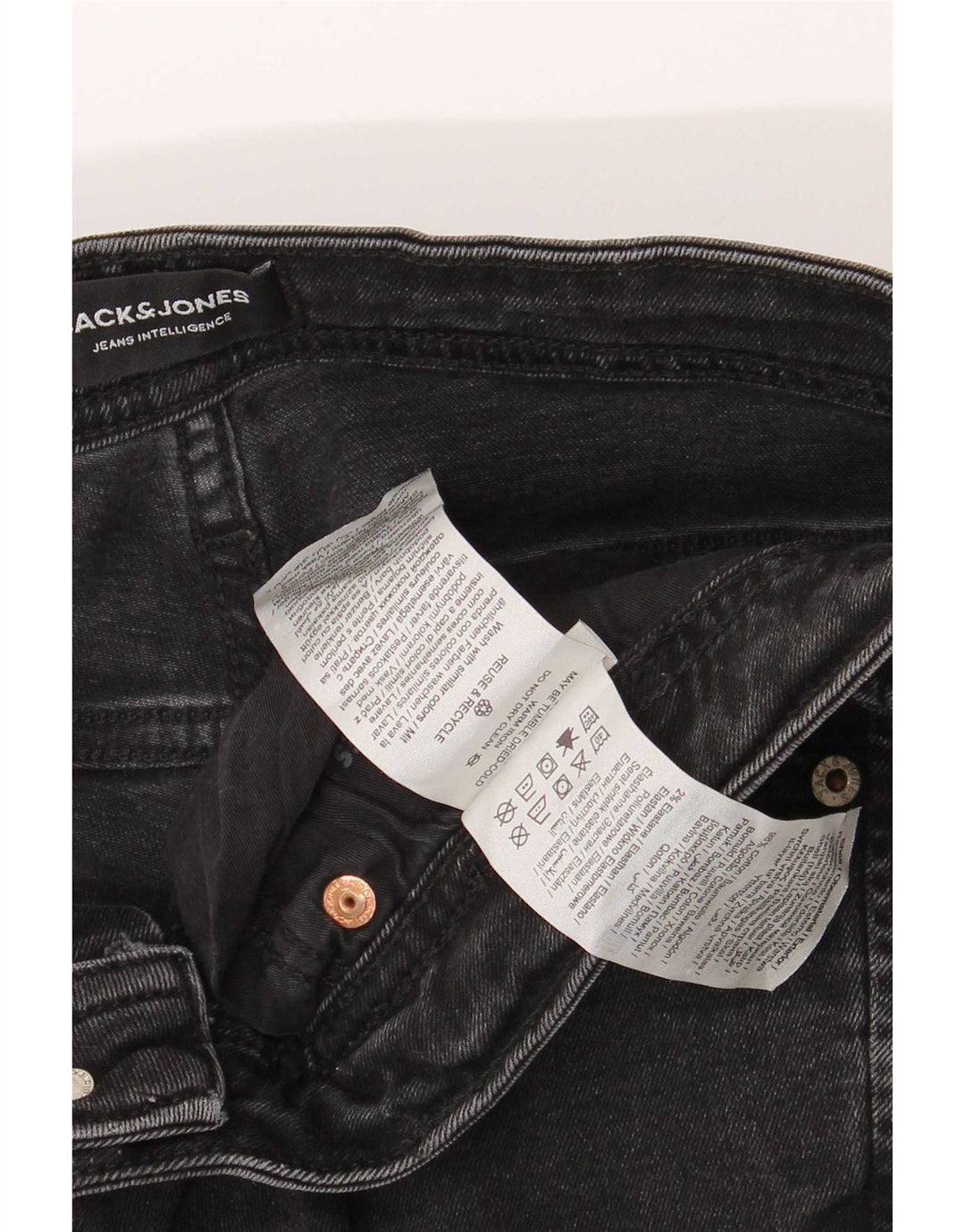 Męskie jeansy typu slim w trudnej sytuacji Jack & Jones W34 L32, czarna bawełna