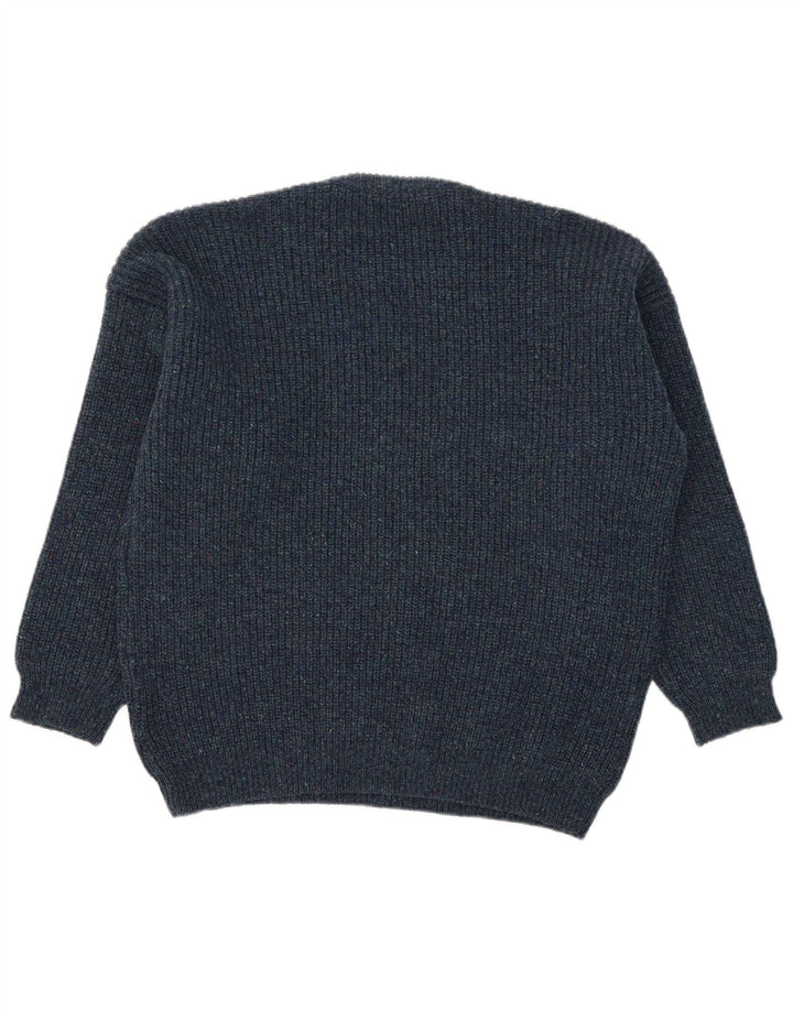 Vintage męski sweter z okrągłym dekoltem XL granatowy