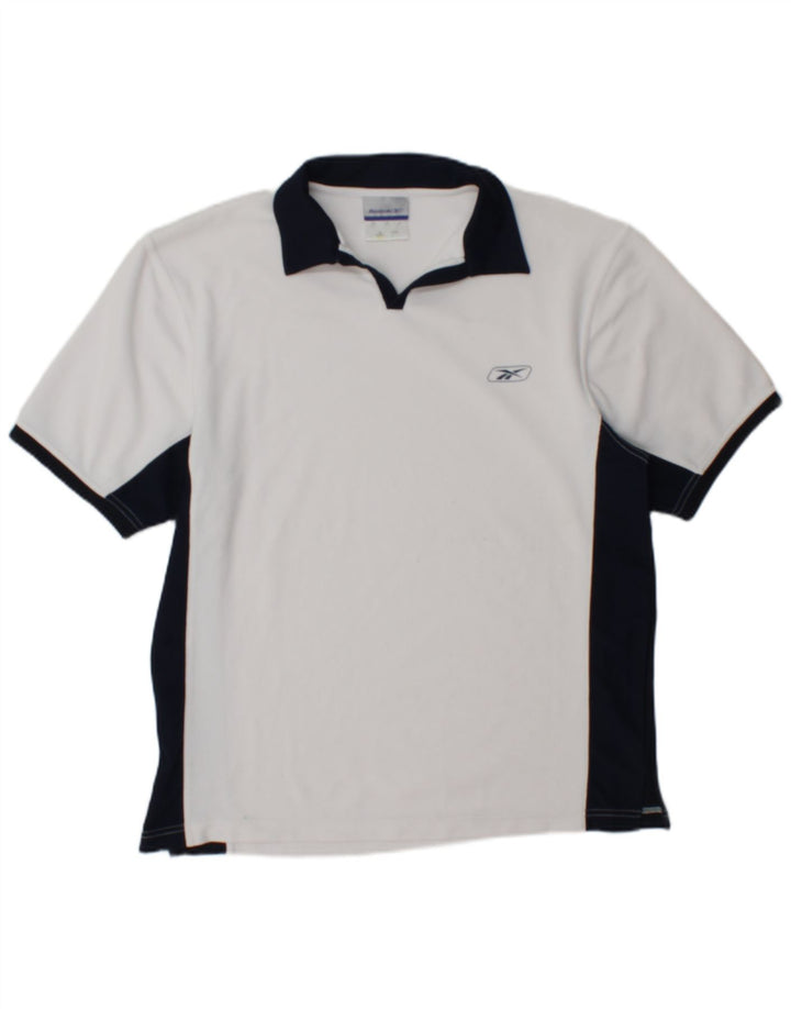 Męska koszulka polo Reebok XS, biała, z blokami kolorów