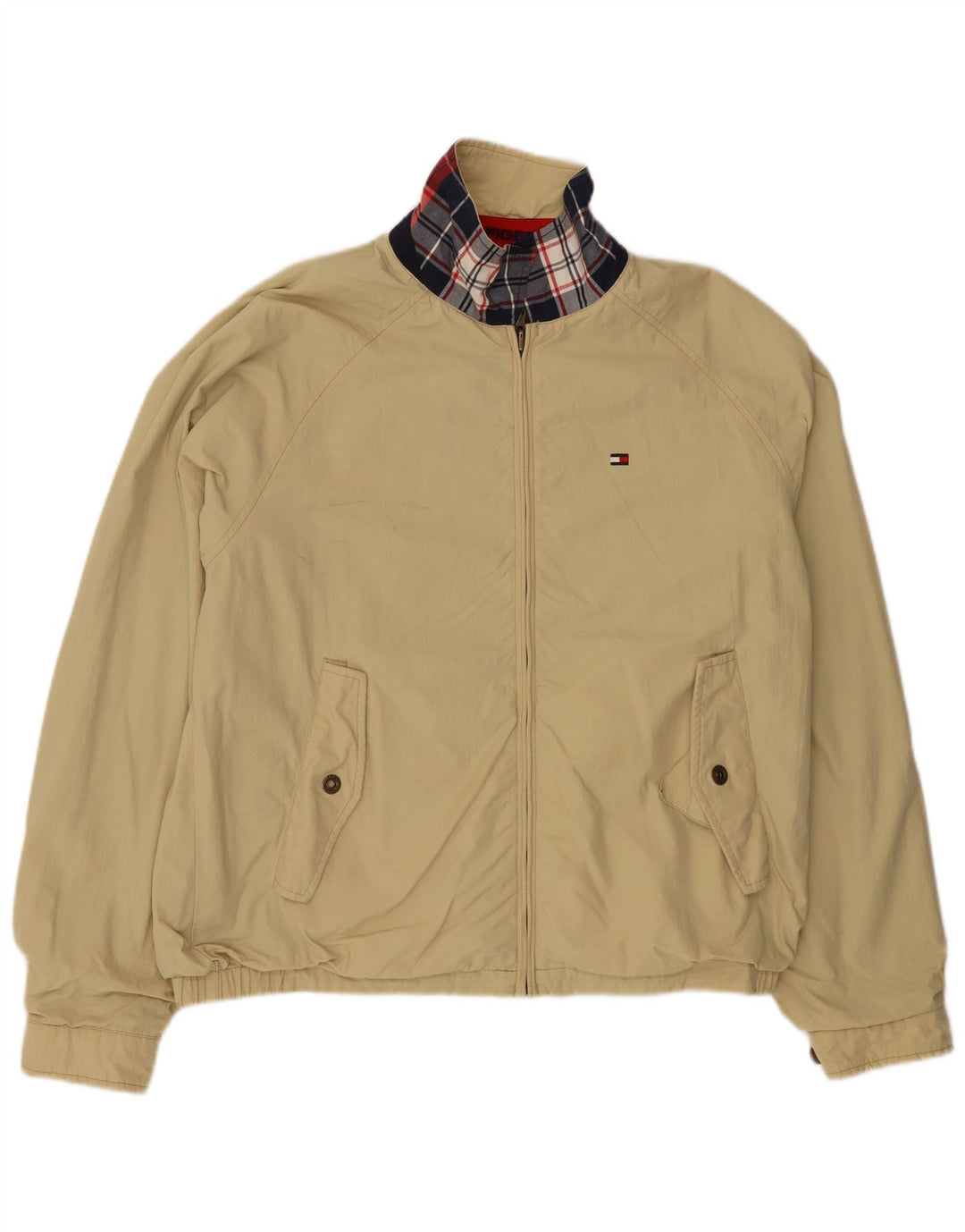 Męska dwustronna kurtka TOMMY HILFIGER UK 38 Średni granatowy nylon w kratkę