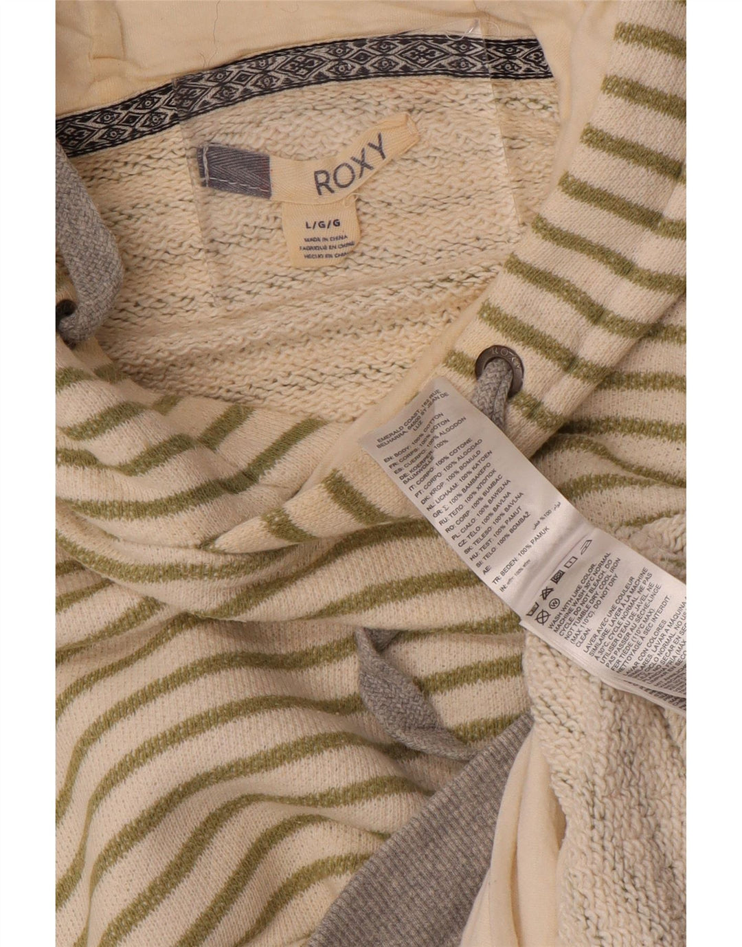 Damski sweter oversize ROXY UK 16, duży, bawełniany w białe paski