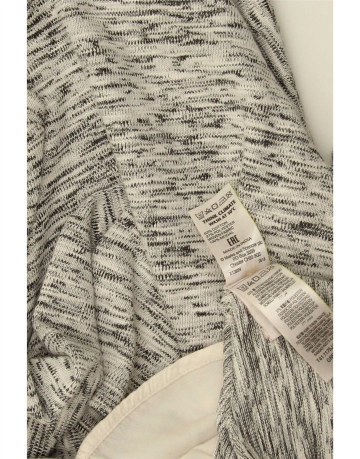 Marks & Spencer Damski top z rękawem 3/4, Wielka Brytania 14, duża, szara, plamista bawełna