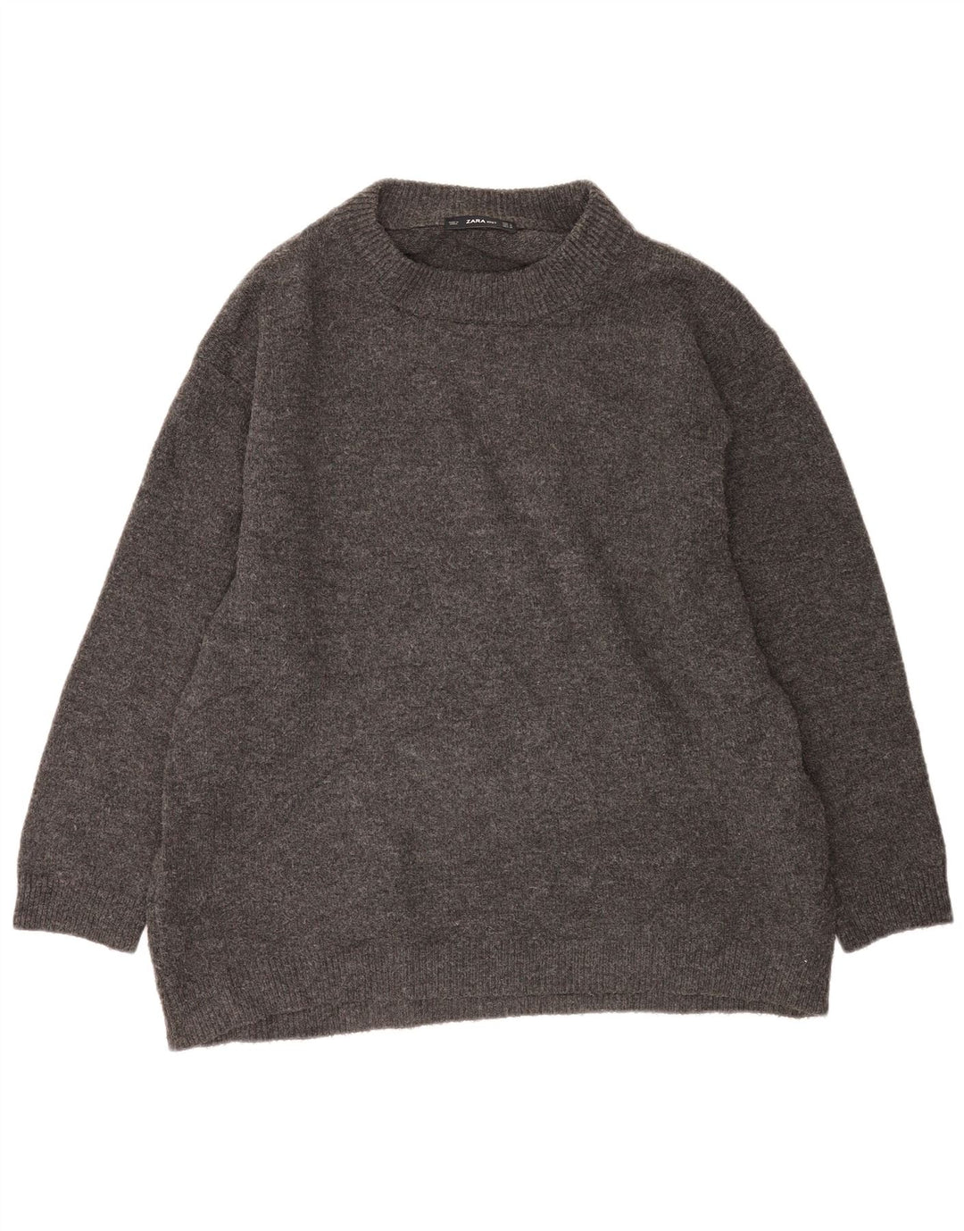 Damski sweter oversize Zara z okrągłym dekoltem UK 14, średni szary