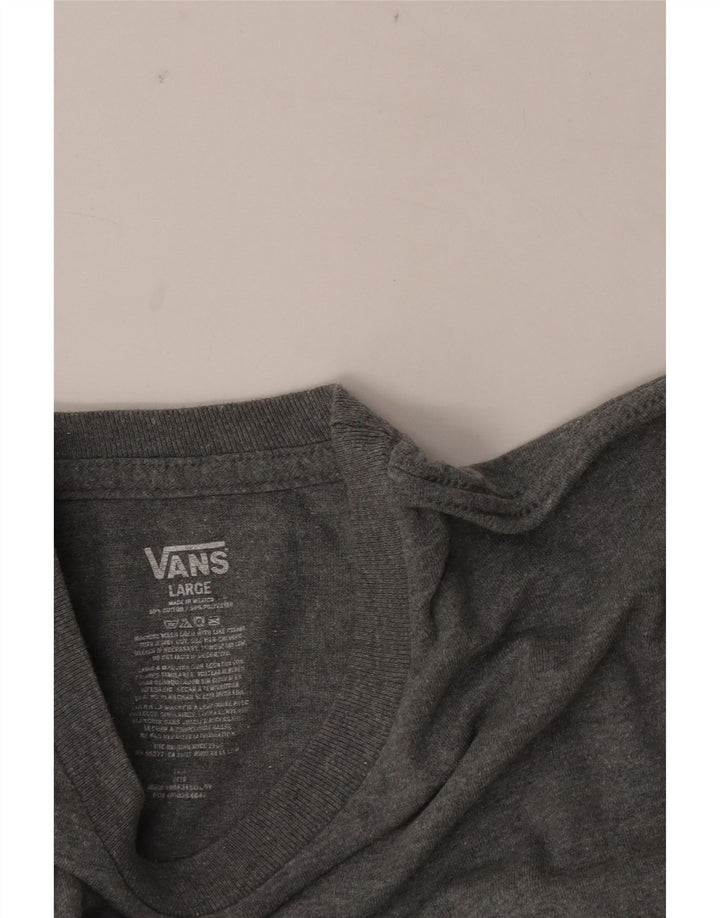 Męski T-shirt z grafiką Vans, duży, szary, bawełniany w plamki