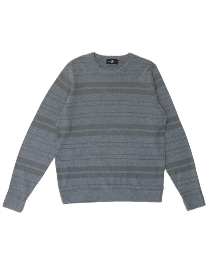 Męski sweter Marks & Spencer Blue Harbor z okrągłym dekoltem i średnimi paskami