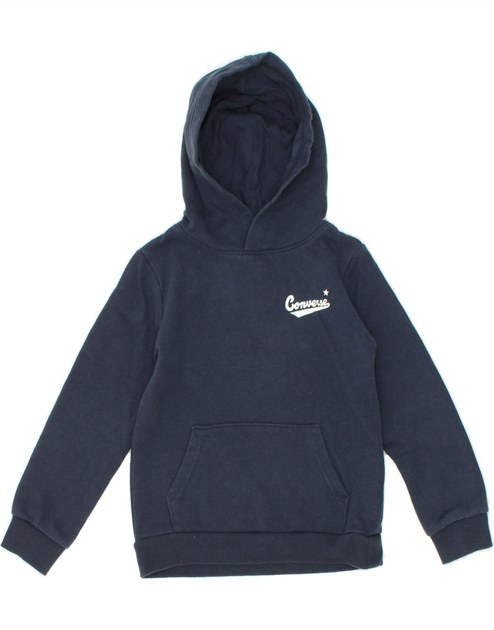 CONVERSE Boys Hoodie Jumper 7-8 Years Navy Blue Cotton Vintage Converse and Second-Hand Converse from Messina Hembry 
