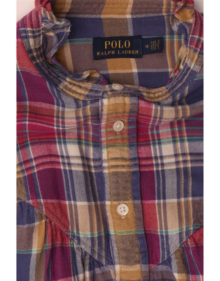 Damska koszula Polo Ralph Lauren z falbaną z przodu US 10, duża, wielobarwna kratka
