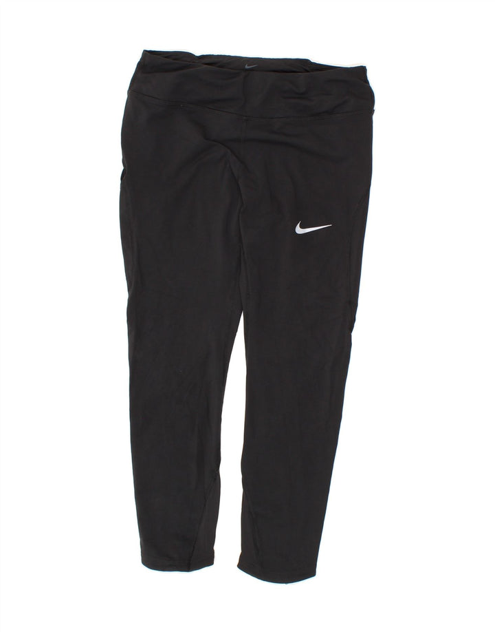 NIKE Womens Dri Fit Capri Leggings UK 12 Medium  Black Nylon Vintage Nike and Second-Hand Nike from Messina Hembry 