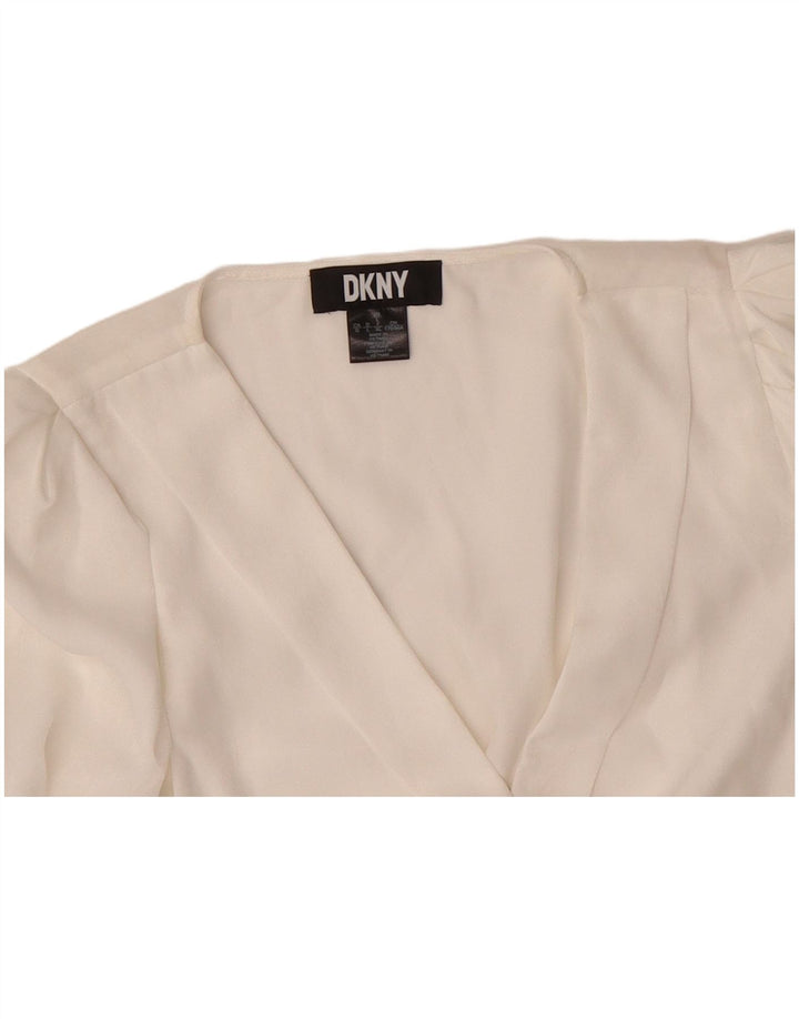 DKNY Womens See Through Long Sleeve Blouse Top UK 18 XL White