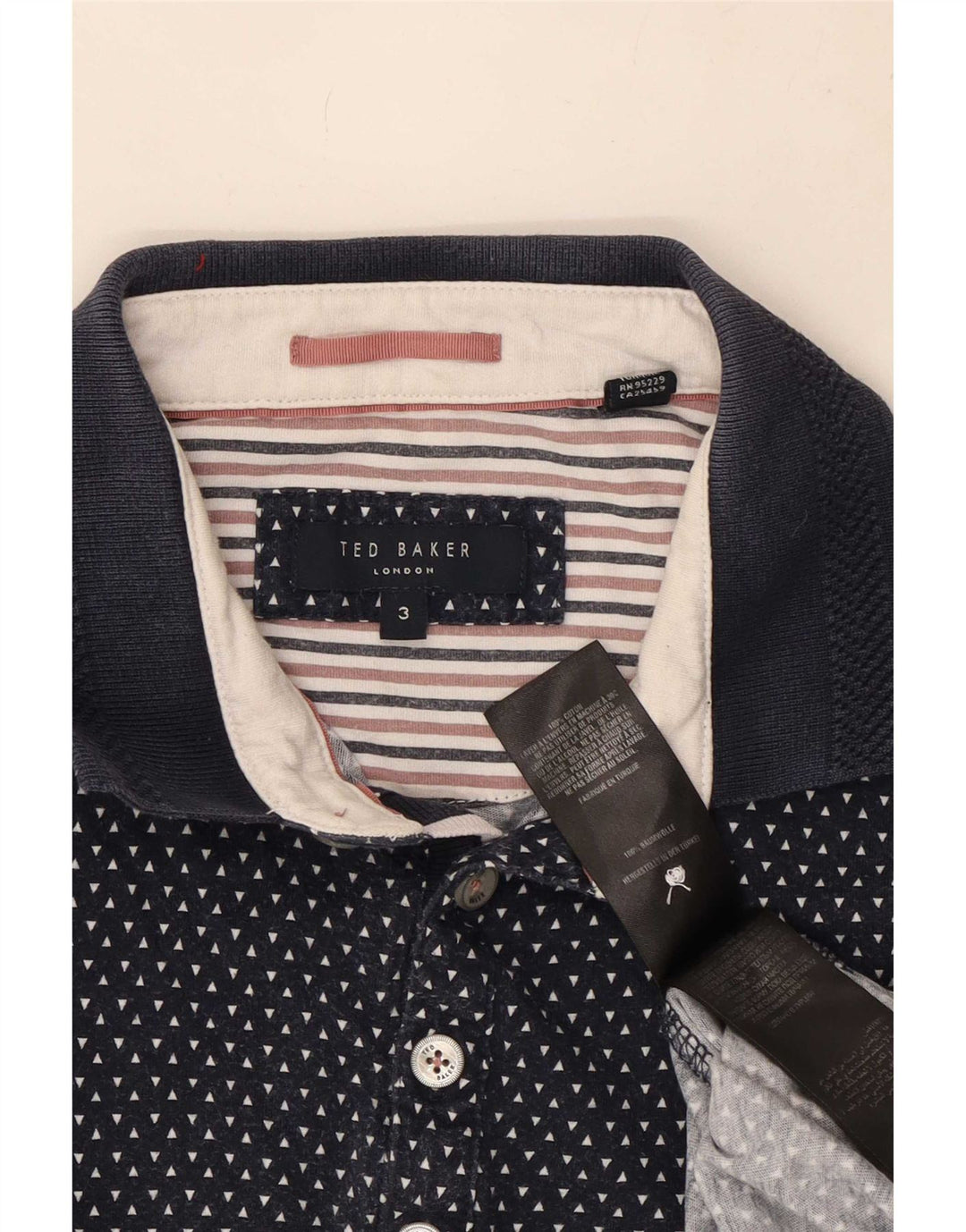 Męska koszulka polo Ted Baker, rozmiar 3, średnia, granatowa, bawełniana w cętki