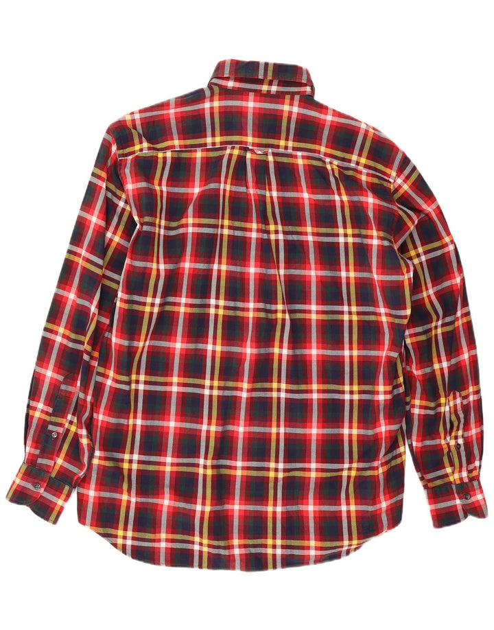 Męska koszula flanelowa w stylu vintage, rozmiar 16 41, duża czerwona kratka
