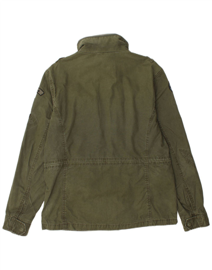 SUPERDRY Męska kurtka wojskowa z grafiką w trudnej sytuacji, UK 44 2XL, bawełniana khaki