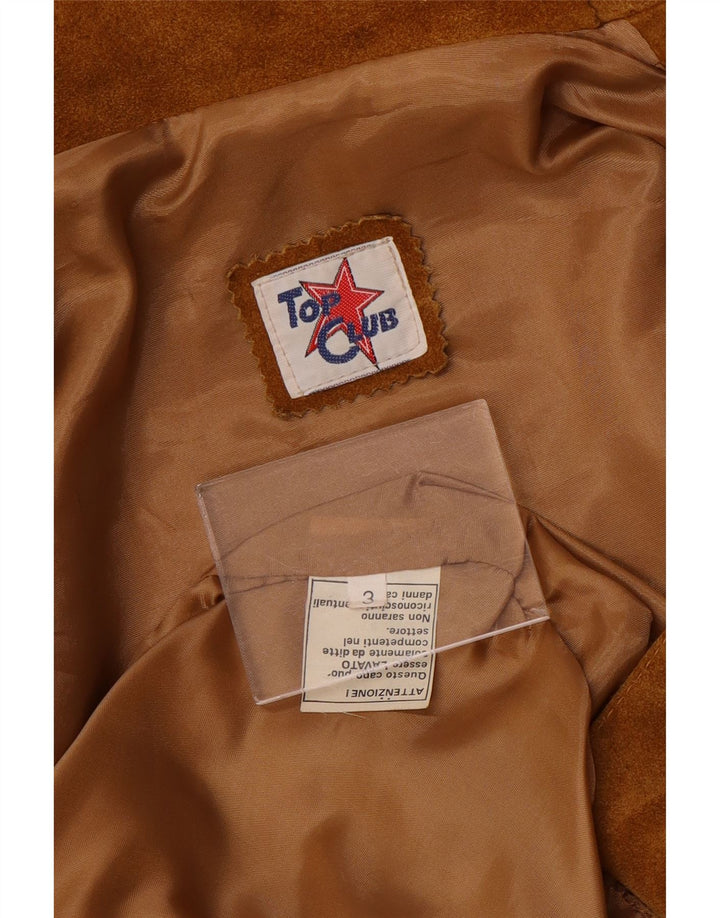 Vintage damska zamszowa kurtka UK 16, duża, brązowa, skórzana, retro