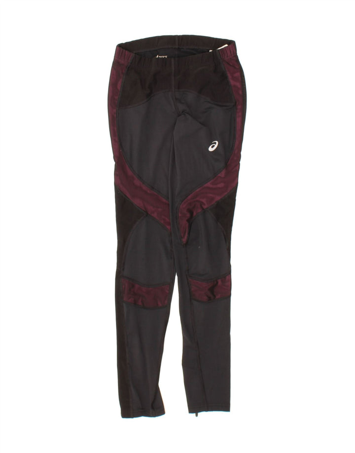 ASICS Womens Leggings UK 8 Small  Black Colourblock Polyester Vintage Asics and Second-Hand Asics from Messina Hembry 