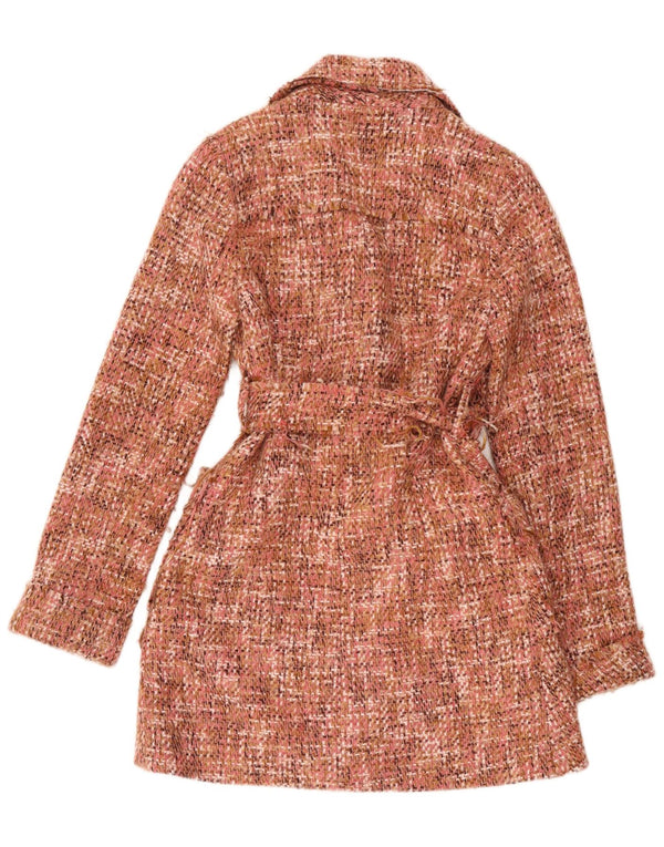 Płaszcz damski w stylu vintage UK 8, mały, różowy, nakrapiany
