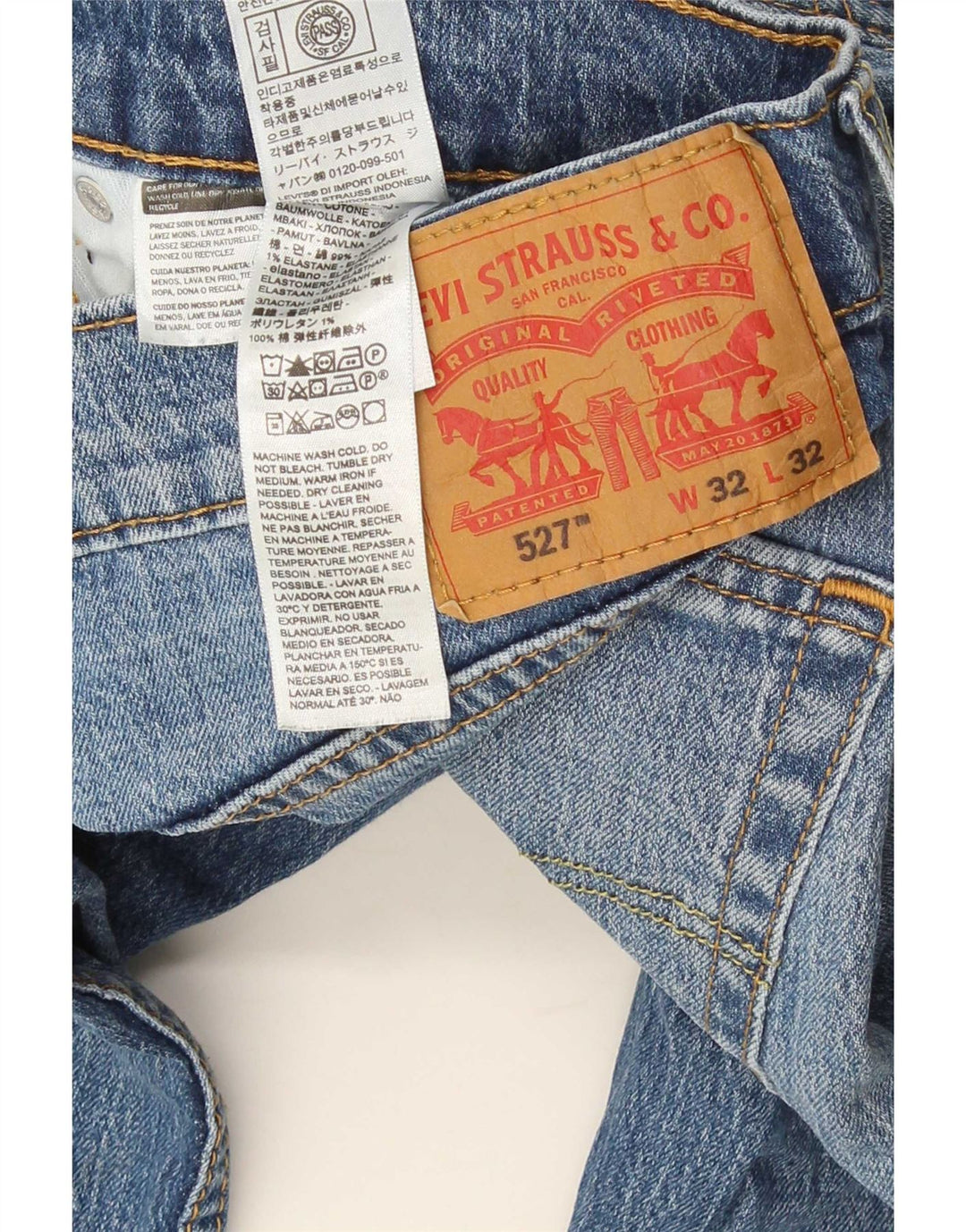 Męskie jeansy Levi's 527 Slim Bootcut W32 L32 Niebieska bawełna
