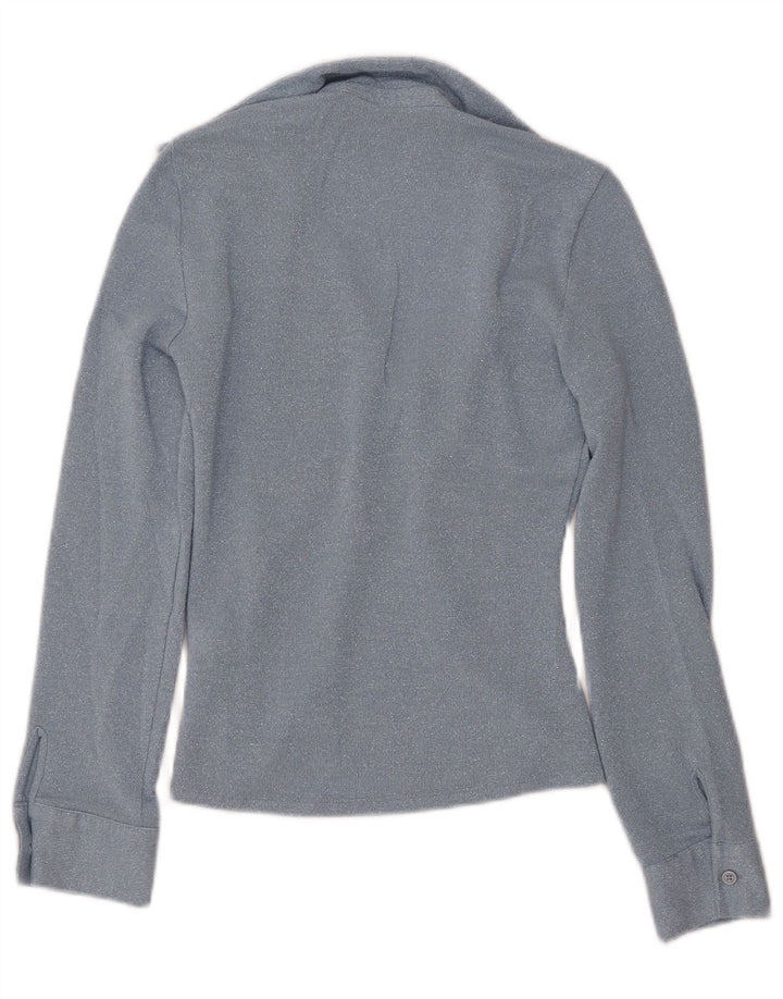 Damska bluzka z długim rękawem ZARA UK 6 XS niebieska wiskoza