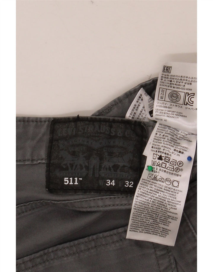 Męskie spodnie typu chino LEVI'S 511 W34 L32 Szara bawełna