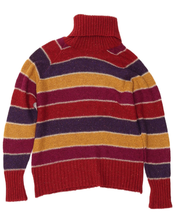 Sweter damski VINTAGE z wywijanym dekoltem UK 14, średnie, wielokolorowe paski