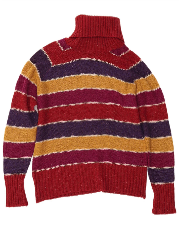 Sweter damski VINTAGE z wywijanym dekoltem UK 14, średnie, wielokolorowe paski