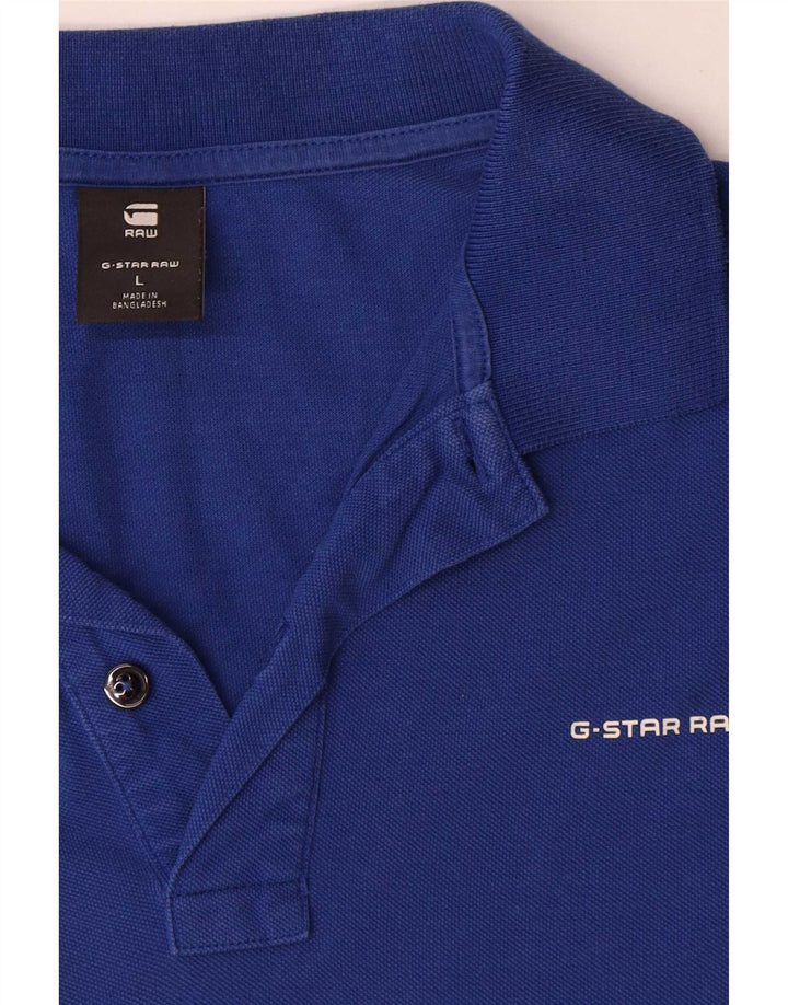 Męska koszulka polo G-Star z surowego materiału, duża, niebieska bawełna