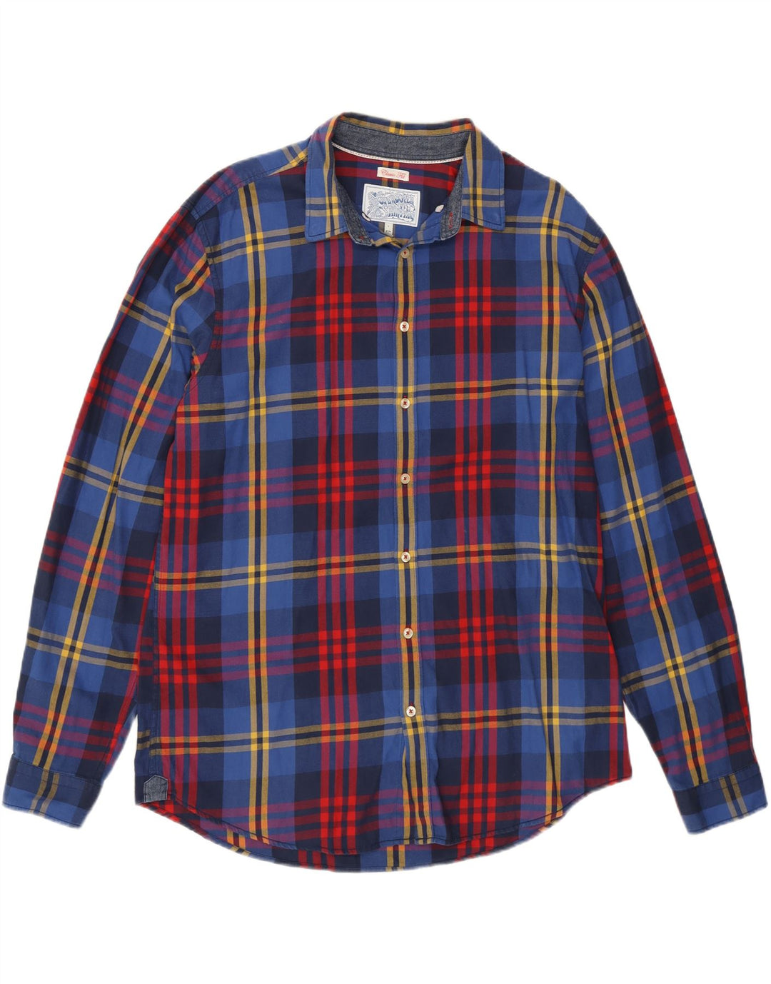 JOULES Mens Classic Fit Flannel Shirt Large Blue Check Cotton Vintage Joules and Second-Hand Joules from Messina Hembry 