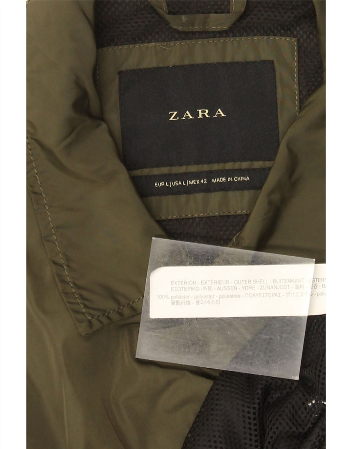 Męska kurtka przeciwdeszczowa Zara UK 40, duża, khaki, poliester