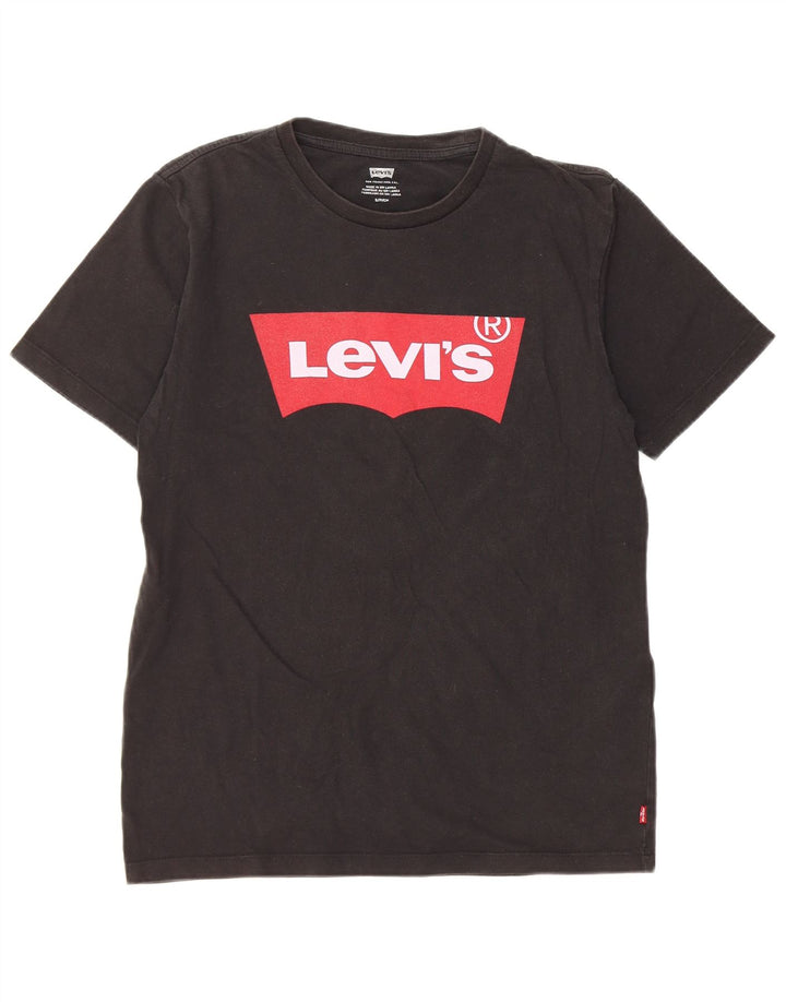 Męski T-shirt z grafiką Levi's, mały, czarny, bawełniany